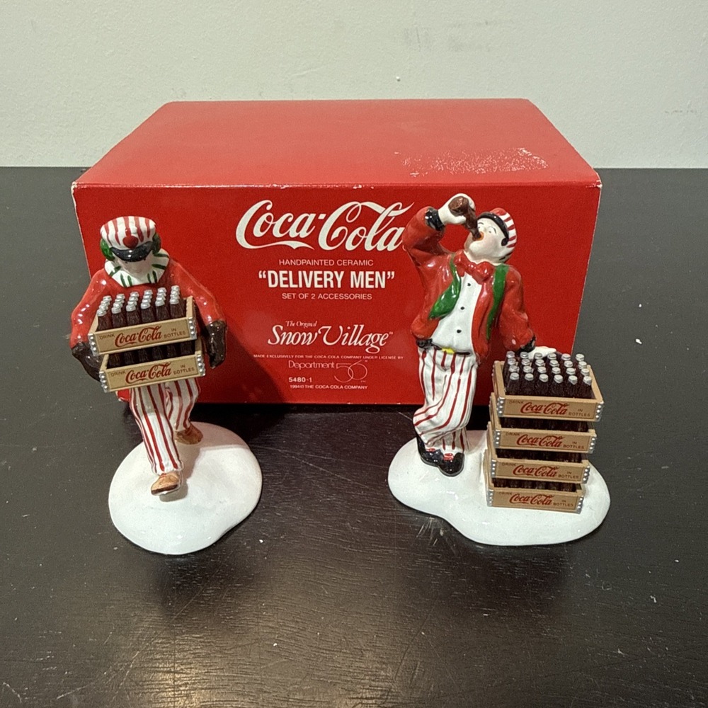 Dept 56 Coca Cola Delivery Men Snow Village Series 54801 Retired 1994